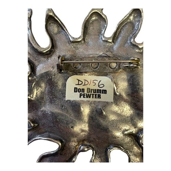 Vintage Don Drumm Pewter Brooch Sunshine Sun Face Happy HTF - Picture 3 of 5